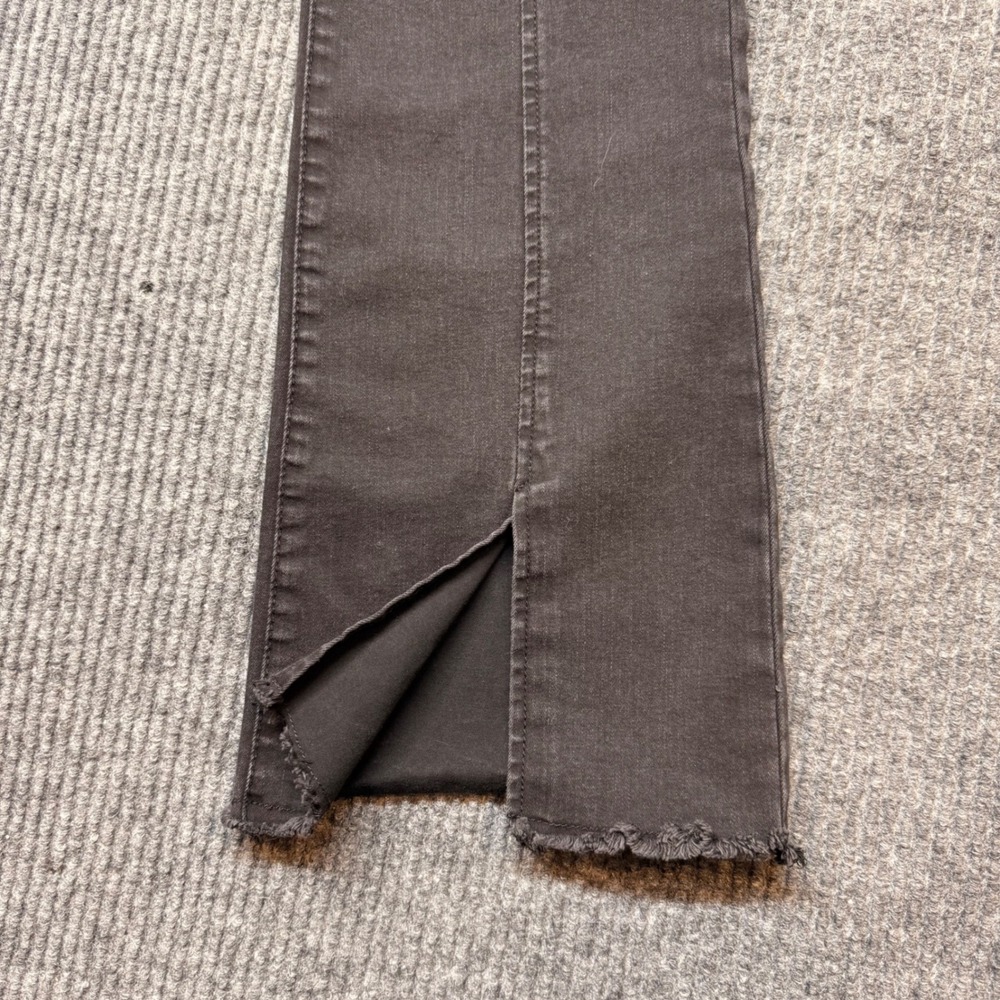 Forever 21 Black Wash Flare Jeans Size 27 High Rise Split Hem Seamed Denim - Picture 7 of 12